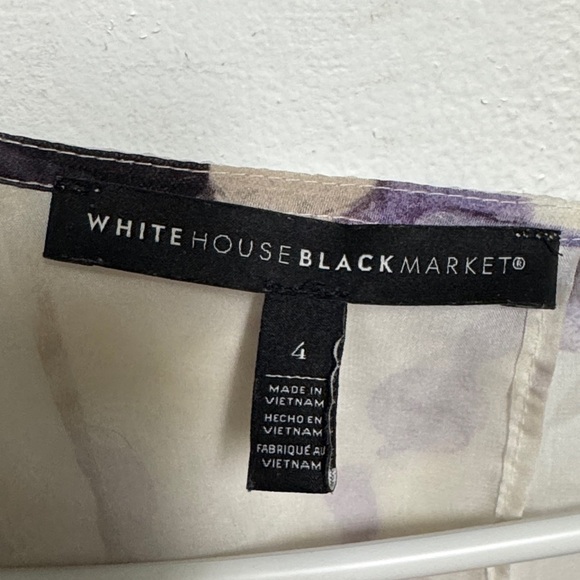 White House Black Market Floral Sleeveless Blouse - Purple and Cream - Picture 11 of 11